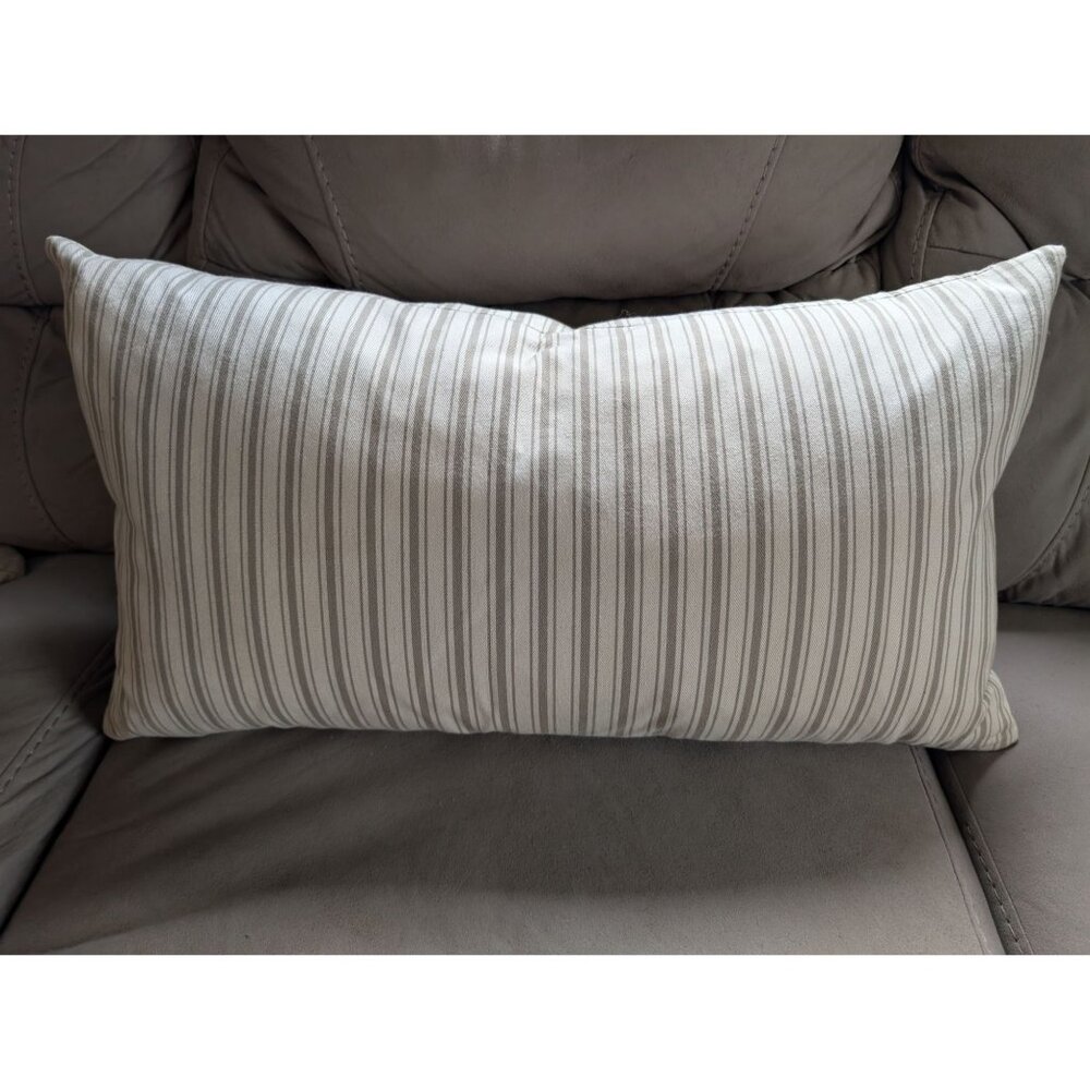 Lauren Ralph Lauren Pinstripe Cream and Gray Pillow